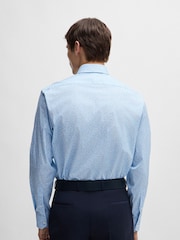 BOSS Blue Printed Regular-Fit Stretch-Cotton Poplin Shirt - Image 5 of 6