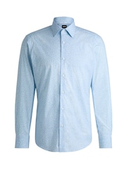 BOSS Blue Printed Regular-Fit Stretch-Cotton Poplin Shirt - Image 6 of 6