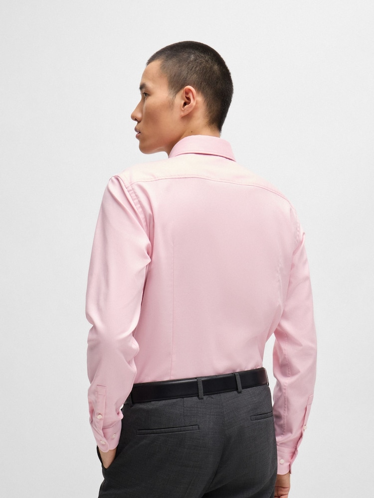 BOSS Pink Easy-Iron Slim-Fit Shirt In Structured Stretch Cotton - Image 2 of 6