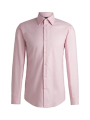 BOSS Pink Easy-Iron Slim-Fit Shirt In Structured Stretch Cotton - Image 6 of 6