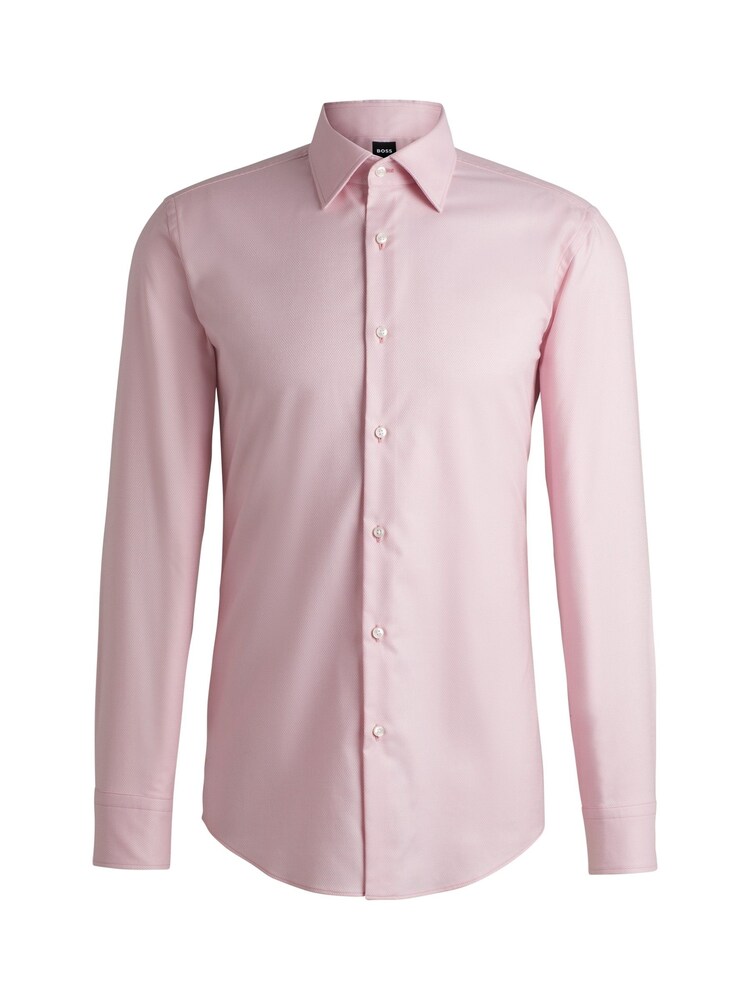 BOSS Pink Easy-Iron Slim-Fit Shirt In Structured Stretch Cotton - Image 6 of 6