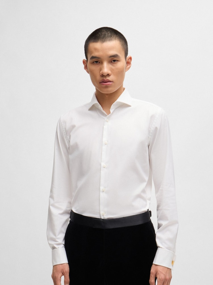BOSS White Easy-Iron Slim-Fit Shirt In Stretch Cotton - Image 1 of 6