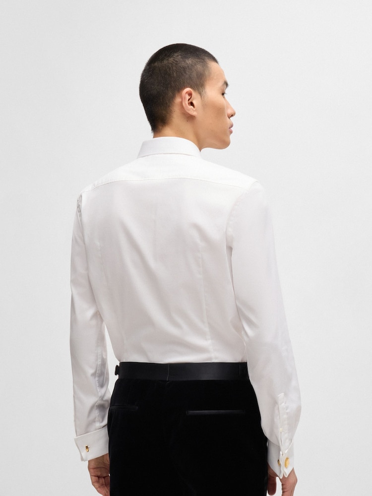 BOSS White Easy-Iron Slim-Fit Shirt In Stretch Cotton - Image 2 of 6