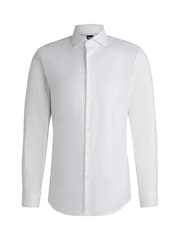 BOSS White Easy-Iron Slim-Fit Shirt In Stretch Cotton - Image 6 of 6
