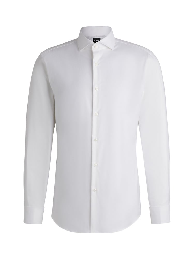 BOSS White Easy-Iron Slim-Fit Shirt In Stretch Cotton - Image 6 of 6