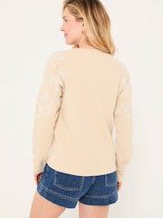 FatFace Ellie Natural Embroidered Crew Sweatshirt - Image 2 of 6