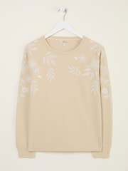 FatFace Ellie Natural Embroidered Crew Sweatshirt - Image 5 of 6