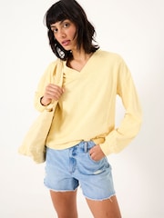 FatFace Gigi Light Yellow V Neck Sweatshirt - Image 1 of 6