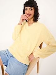 FatFace Gigi Light Yellow V Neck Sweatshirt - Image 4 of 6