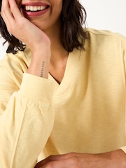 FatFace Gigi Light Yellow V Neck Sweatshirt - Image 5 of 6