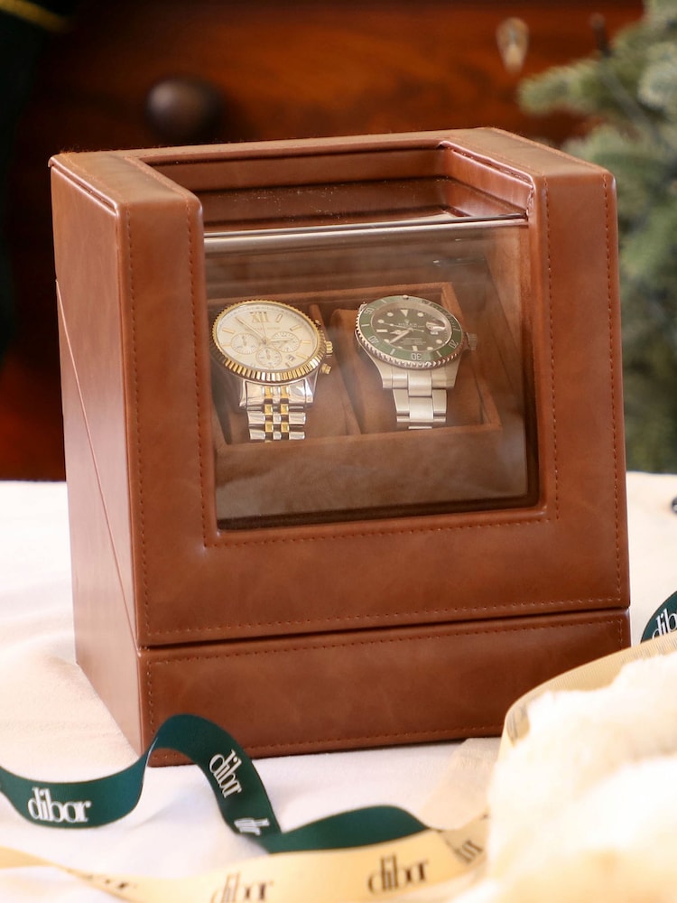 Dibor Tan Brown Tan Brown Double Watch Display Case - Image 1 of 6
