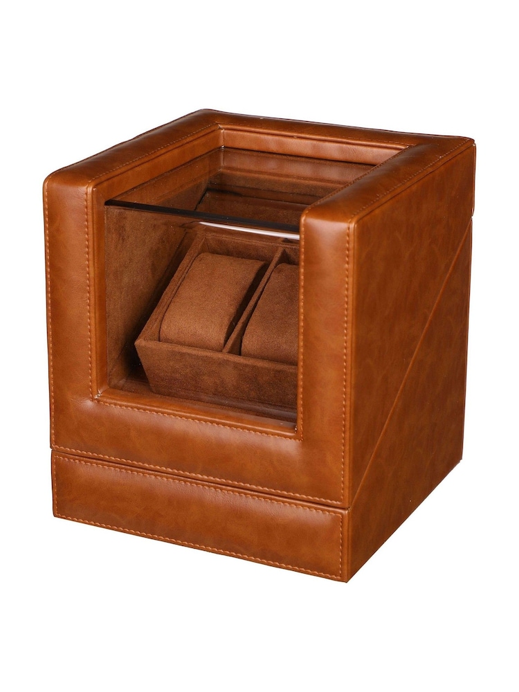 Dibor Tan Brown Tan Brown Double Watch Display Case - Image 2 of 6