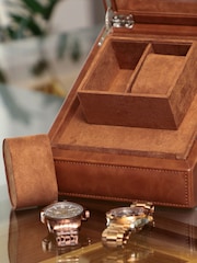 Dibor Tan Brown Tan Brown Double Watch Display Case - Image 3 of 6
