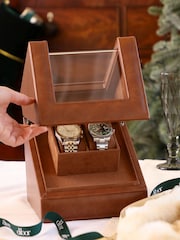 Dibor Tan Brown Tan Brown Double Watch Display Case - Image 4 of 6
