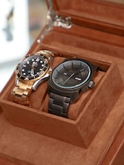 Dibor Tan Brown Tan Brown Double Watch Display Case - Image 5 of 6