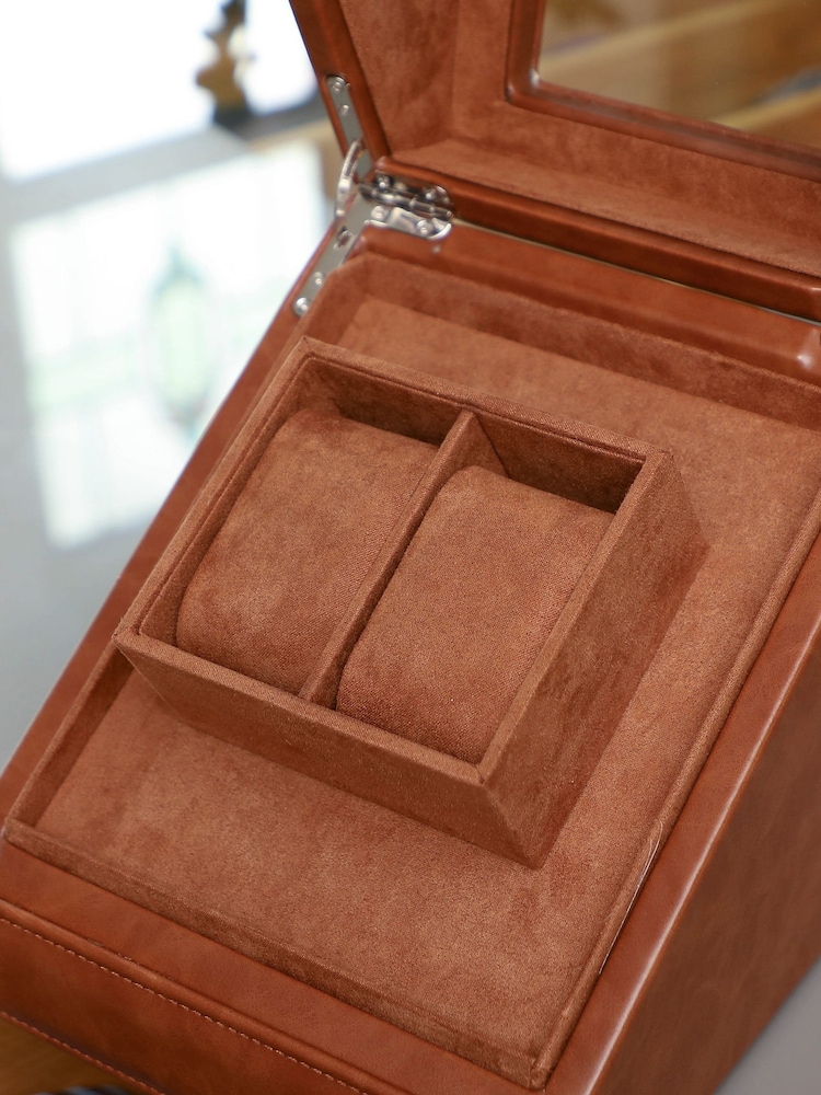 Dibor Tan Brown Tan Brown Double Watch Display Case - Image 6 of 6