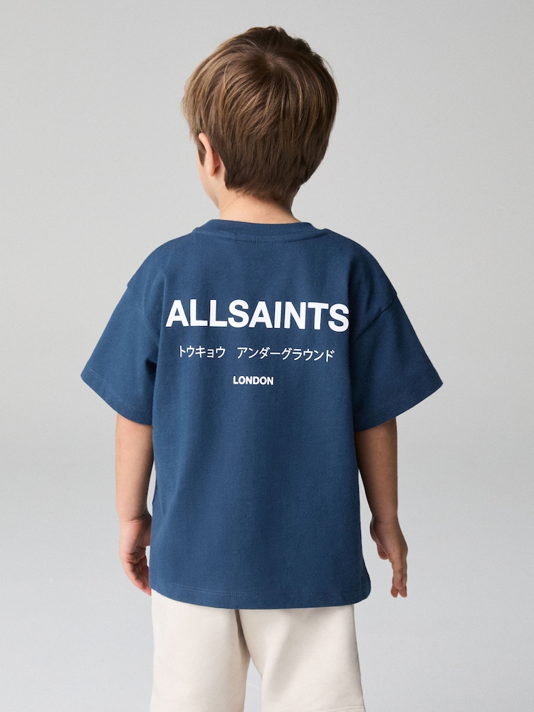 smALLSAINTS Navy Oversized Younger Boys Underground Crew T-Shirt - Image 2 of 8