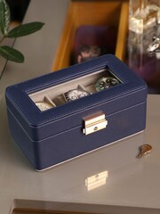 Dibor Blue Blue Watch Box with Key - Image 1 of 5