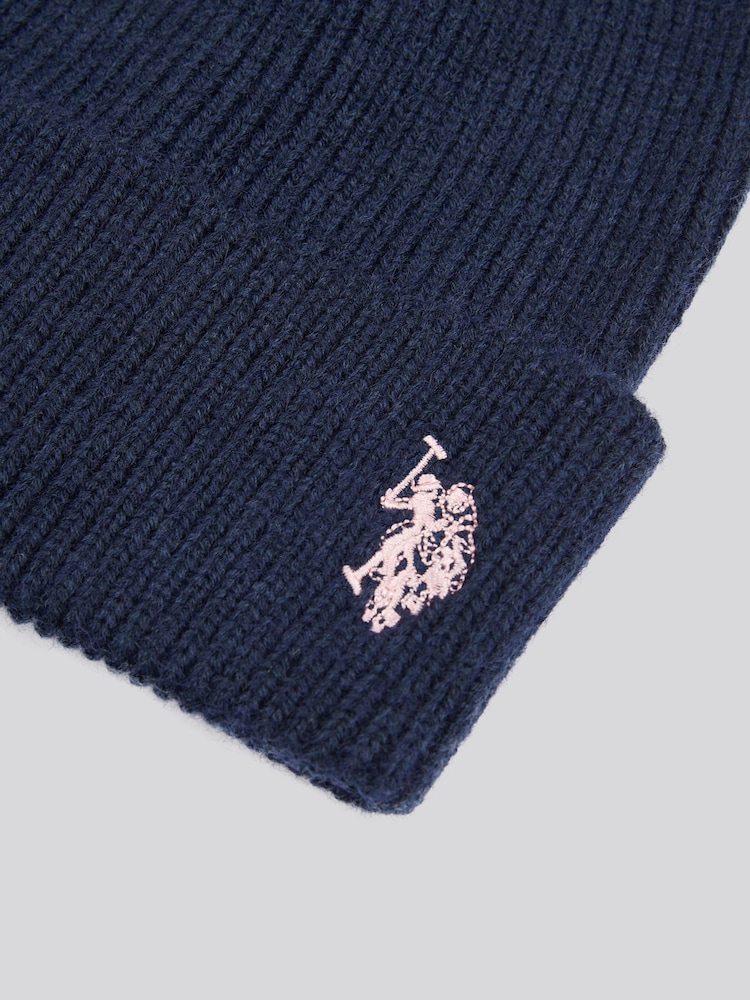 U.S. Polo Assn. Blue Double Horsemen Knit Winter Beanie - Image 3 of 3