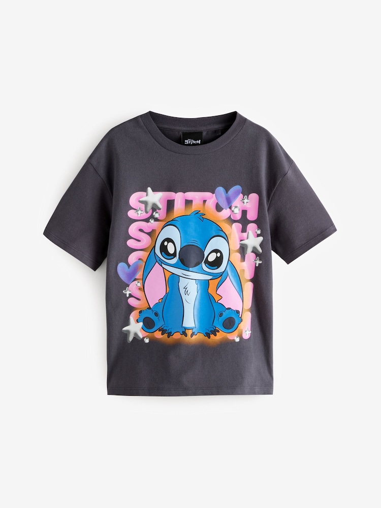 Charcoal Grey Oversized 100% Cotton Disney Lilo and Stitch License T-Shirt (3-16yrs) - Image 3 of 6