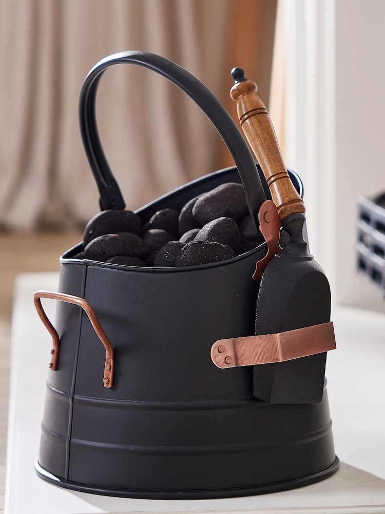 Dibor Black/Copper Coal Bucket with Shovel - Image 1 of 4 Dibor Black/Copper Coal Bucket with Shovel - Image 1 of 4