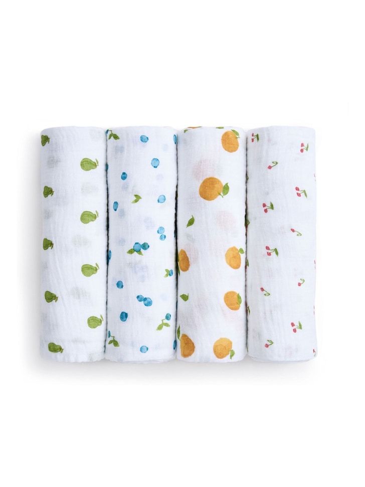 Aden + Anais White Cotton Muslin Blanket 4 Pack