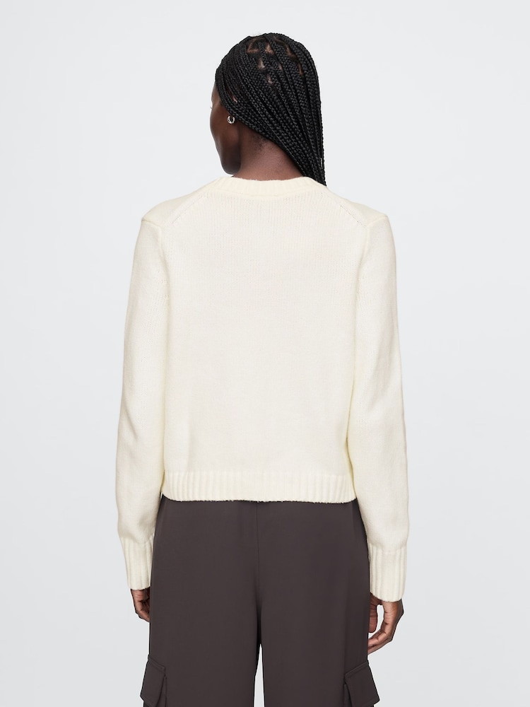 Gap White CashSoft Long Sleeve Crew Neck Cardigan - Image 2 of 5