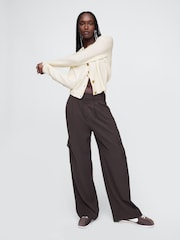 Gap White CashSoft Long Sleeve Crew Neck Cardigan - Image 3 of 5