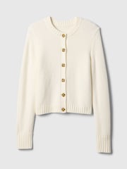 Gap White CashSoft Long Sleeve Crew Neck Cardigan - Image 4 of 5