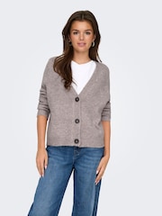 ONLY Brown Cosy Button Up Knitted Cardigan - Image 1 of 7