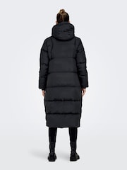 ONLY Black Down Hooded Long Puffer Coat - Image 3 of 7