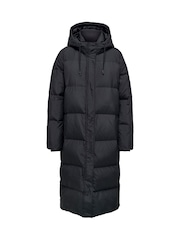 ONLY Black Down Hooded Long Puffer Coat - Image 6 of 7