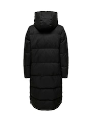 ONLY Black Down Hooded Long Puffer Coat - Image 7 of 7