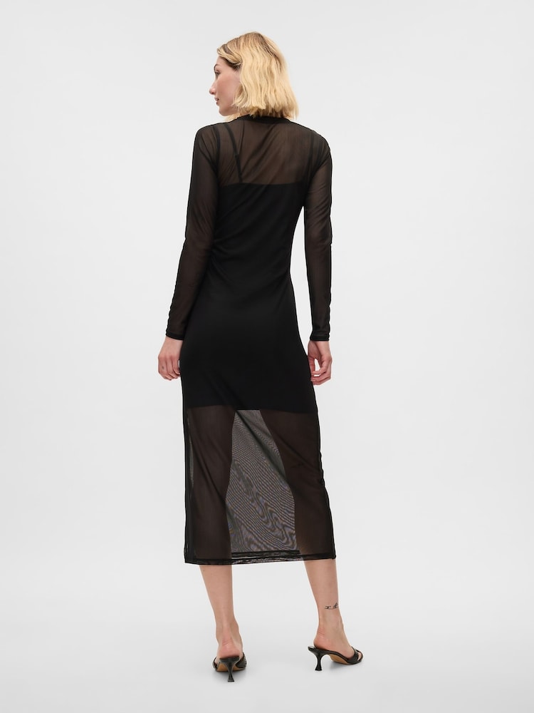 Gap Black Mesh Midi Dress - Image 2 of 5 Gap Black Mesh Midi Dress - Image 2 of 5