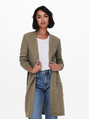 ONLY Brown Cosy Long Knitted Open Cardigan - Image 1 of 5