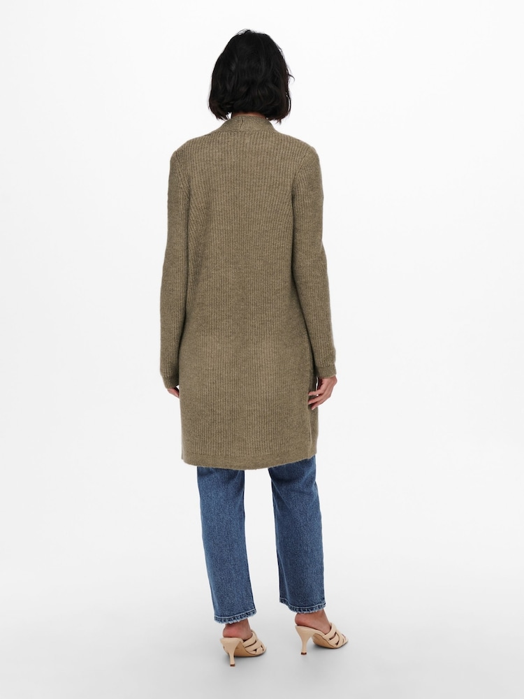 ONLY Brown Cosy Long Knitted Open Cardigan - Image 2 of 5