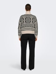 ONLY Natural Half Zip Patterned Aztec Knitted Pullover Jumper - Image 4 of 8