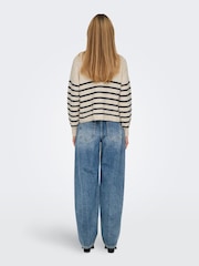 ONLY Natural Striped Half Zip Knitted Pullover - Image 3 of 8