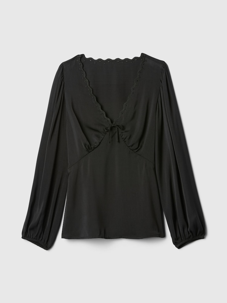 Gap Black Satin Empire Top - Image 5 of 5