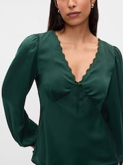 Gap Green Satin Empire Top - Image 4 of 5