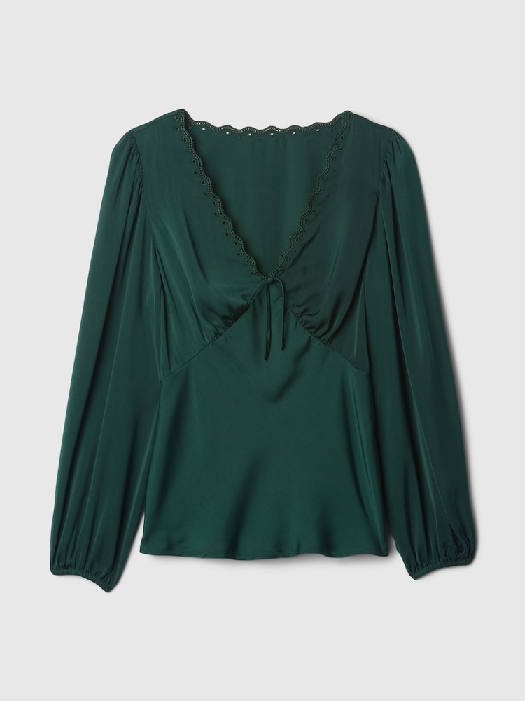 Gap Green Satin Empire Top - Image 5 of 5