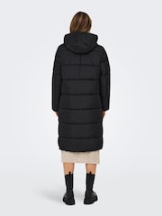 ONLY Black Hooded Long Puffer Coat - Image 2 of 6