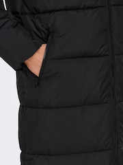 ONLY Black Hooded Long Puffer Coat - Image 4 of 6