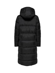 ONLY Black Hooded Long Puffer Coat - Image 6 of 6