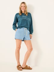 FatFace Gia Dark Teal Blue Embroidered Graphic Crew Sweatshirt - Image 2 of 6