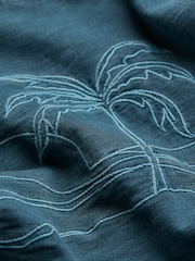 FatFace Gia Dark Teal Blue Embroidered Graphic Crew Sweatshirt - Image 6 of 6