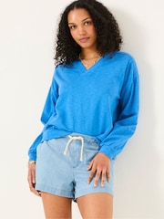 FatFace Gigi Mid Blue V Neck Sweatshirt - Image 1 of 5
