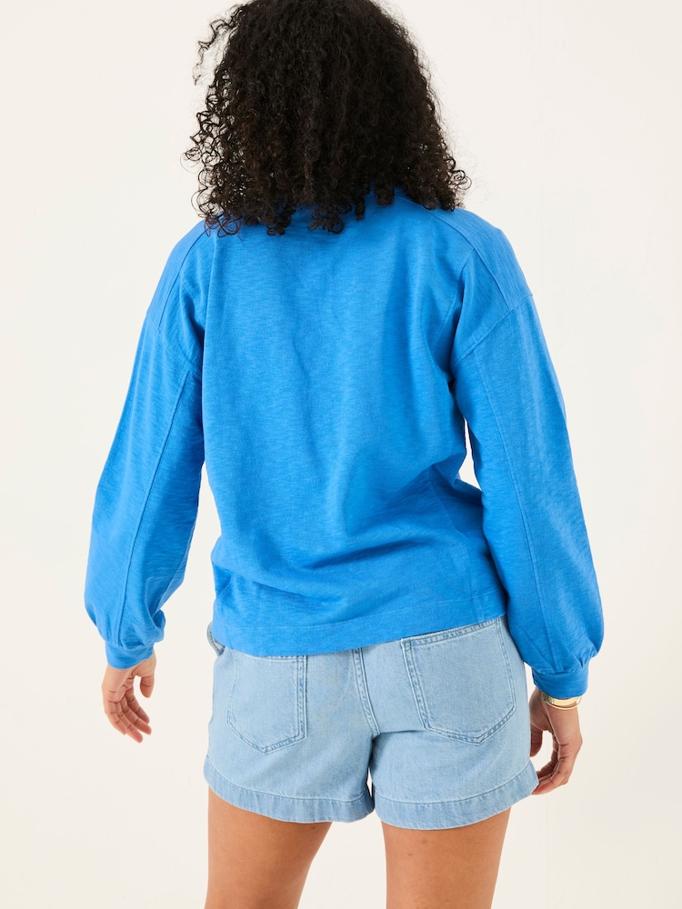 FatFace Gigi Mid Blue V Neck Sweatshirt - Image 2 of 5 FatFace Gigi Mid Blue V Neck Sweatshirt - Image 2 of 5