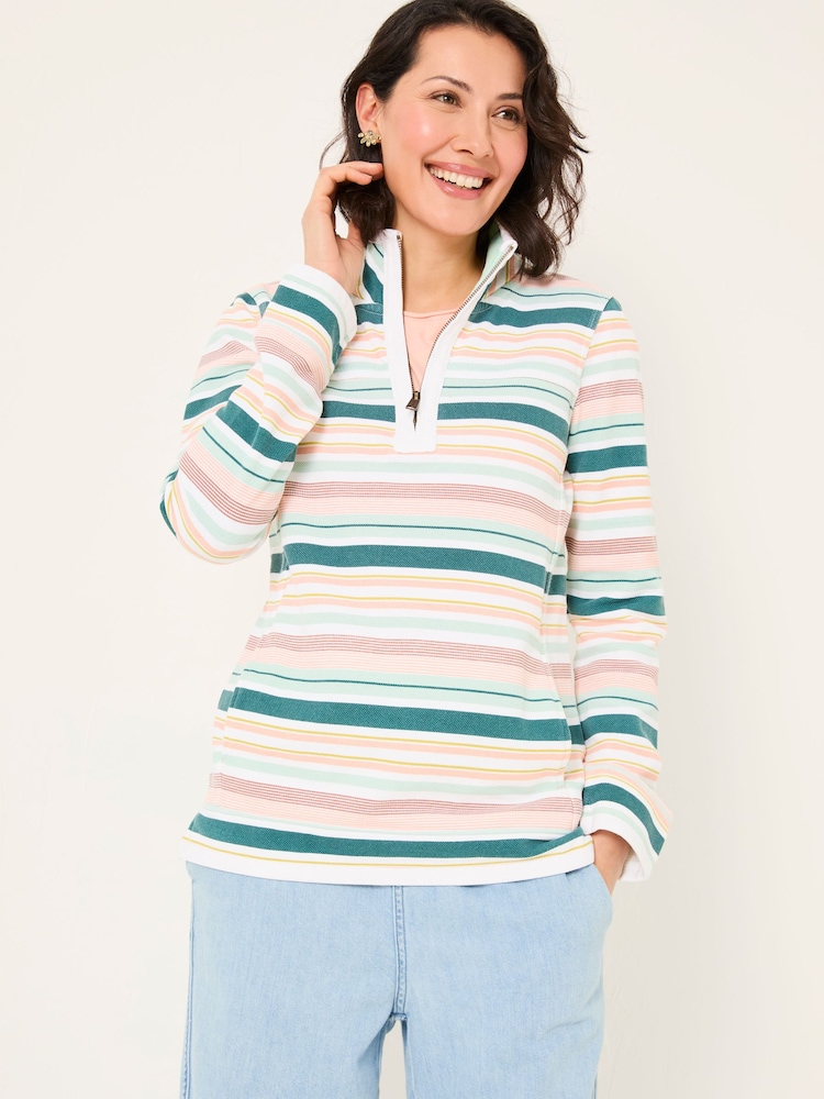 FatFace Airlie Natural Multi Stripe Sweat Top - Image 3 of 5