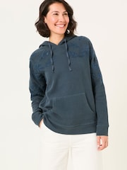 FatFace Ellie Dark Vintage Blue Embroidered Hoodie - Image 1 of 6